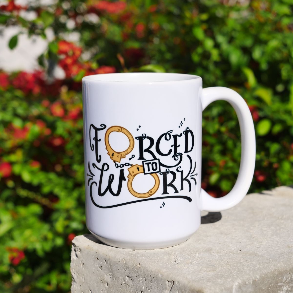 Kubek duży (440 ml) - Born to Read, Forced to Work - obrazek 3