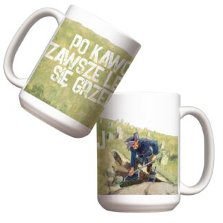 Kubek duży (440 ml) - Po kawce lepiej się grzebie (Jakub Wędrowycz) (zielony)